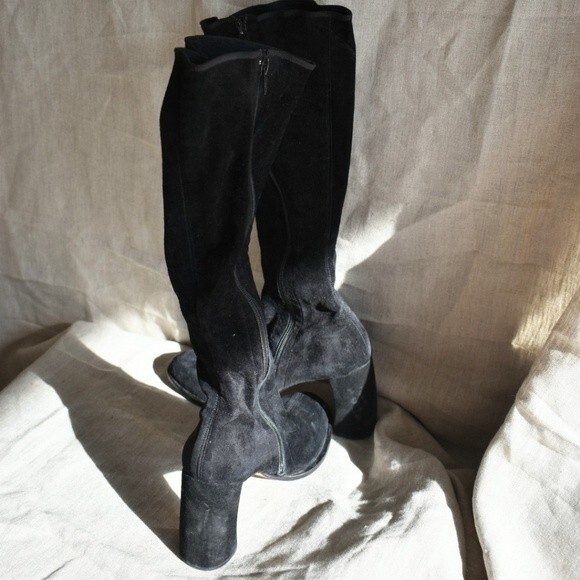 Ann Demeulemeester Black Velluto Suede Knee High Heeled Boots Sz 38 (7.5") - Picture 9 of 14